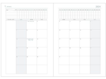 Monthly planner pages